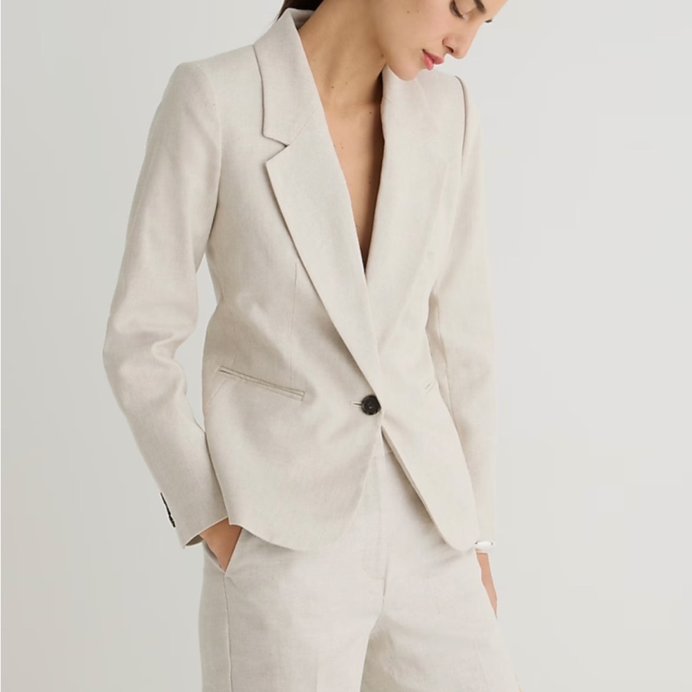 J.Crew Stretch Linen Women’s Suit- Flax Ivory - Size 6P